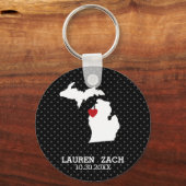 ミシガンホーム州シティマップ – カスタムウェディング キーホルダー (正面)