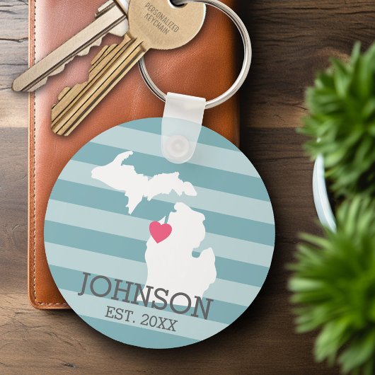 ミシガンホーム州シティマップ – カスタムウェディング キーホルダー