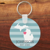 ミシガンホーム州シティマップ – カスタムウェディング キーホルダー (正面)