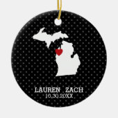 ミシガンホーム州シティマップ – カスタムウェディング セラミックオーナメント (正面)