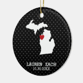 ミシガンホーム州シティマップ – カスタムウェディング セラミックオーナメント (左)