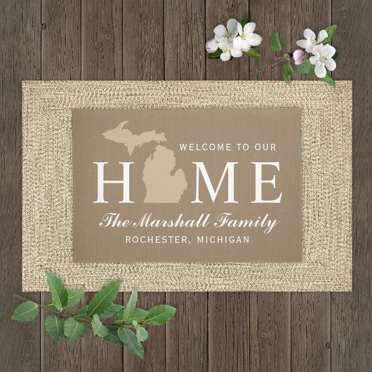 ミシガンホーム州タンカスタムウェルカム ドアマット