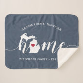 ミシガンホーム州 パーソナライズされた シェルパブランケット (正面(横))