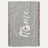 ミシガンホーム州 パーソナライズされた スローブランケット (正面縦)