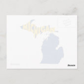 ミシガンマップシェイプワードアートウルヴァリン州ブルー ポストカード (裏面)