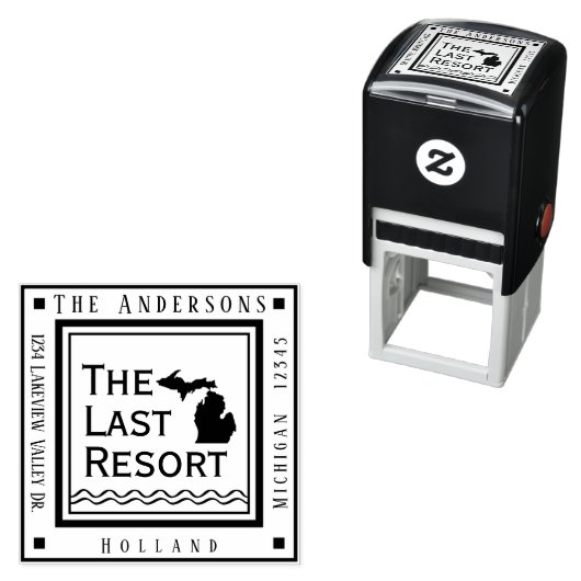 ミシガンマップレイクハウス差出人住所スクエア セルフインキングスタンプ (インサイチュ)
