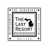 ミシガンマップレイクハウス差出人住所スクエア ラバースタンプ (インプリント)