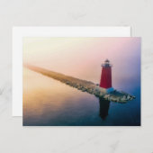ミシガンマニスティックライトハウス写真 ポストカード (正面/裏面)