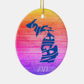 ミシガンメリークリスマス – 年 – パーソナライズ セラミックオーナメント (右)