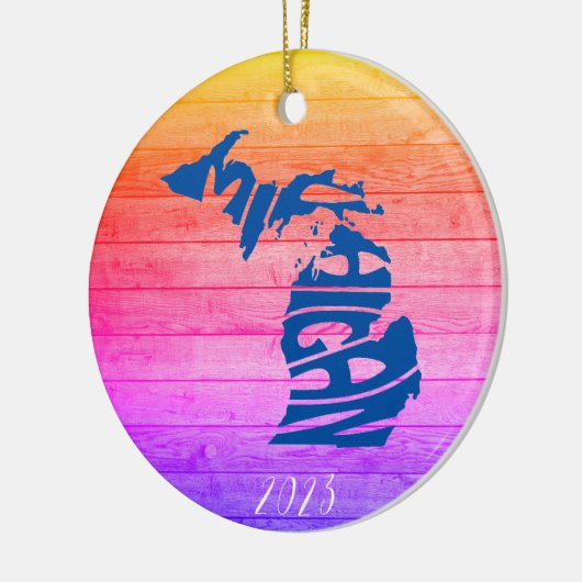 ミシガンメリークリスマス – 年 – パーソナライズ セラミックオーナメント (左)