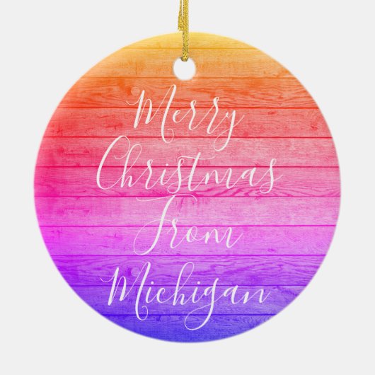 ミシガンメリークリスマス – 年 – パーソナライズ セラミックオーナメント (裏面)
