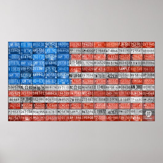 ミシガンライセンスプレートフラッグアートプリント2 ポスター (正面)