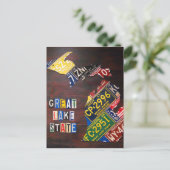 ミシガンライセンスプレートマップアートポストカード ポストカード (スタンド正面)