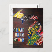 ミシガンライセンスプレートマップアートポストカード ポストカード (正面/裏面)