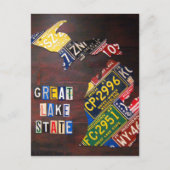 ミシガンライセンスプレートマップアートポストカード ポストカード (正面)