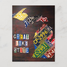 ミシガンライセンスプレートマップアートポストカード ポストカード