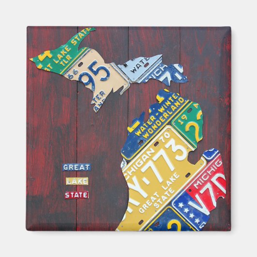 ミシガンライセンスプレートマップbyデザインターンパイク マグネット (正面)