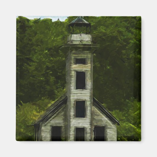 ミシガンライトハウス抽象芸術印象主義 マグネット (正面)