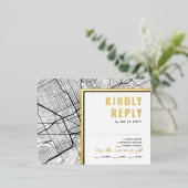 ミシガンラブロケーター，デトロイト | RSVP返信 箔招待状ポストカード (立ち正面)