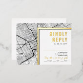 ミシガンラブロケーター，デトロイト | RSVP返信 箔招待状ポストカード (正面/裏面)