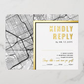 ミシガンラブロケーター，デトロイト | RSVP返信 箔招待状ポストカード (正面)