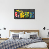 ミシガンラブヴィンテージライセンスプレートワードアート キャンバスプリント (インサイチュ (寝室))