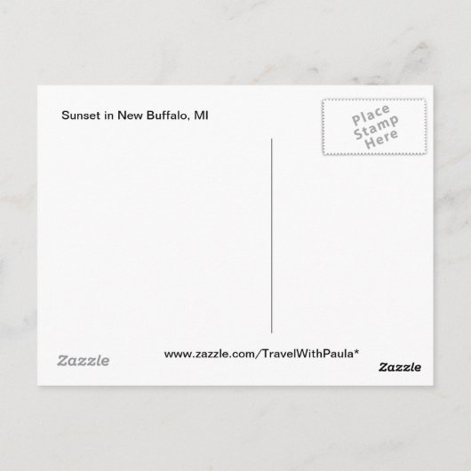 ミシガンレイクサンセットライトハウスポストカード ポストカード (裏面)