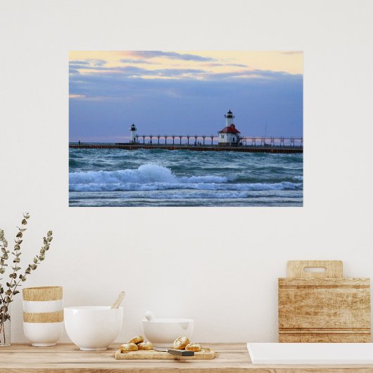 ミシガンレイクセントジョーライトハウスポスター ポスター (キッチン)