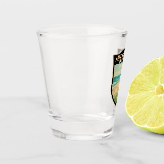 ミシガンレイクトラベルアートヴィンテージ ショットグラス (左)