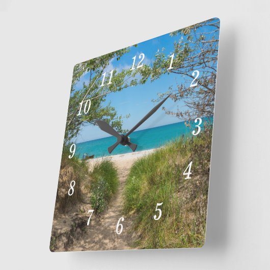 ミシガンレイクトランクイリティウォールクロック スクエア壁時計 (傾斜)