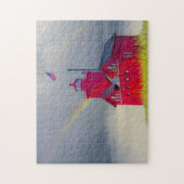 ミシガンレッドライトハウスと虹 ジグソーパズル (縦)