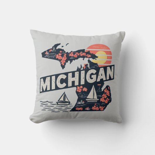 ミシガンレトロシルエット クッション (正面)
