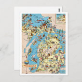 ミシガンヴィンテージおもしろいの地図 ポストカード (正面/裏面)