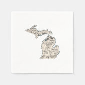 ミシガンヴィンテージ写真マップアンティーク州グラフ スタンダードカクテルナプキン (正面)