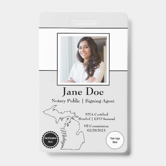 ミシガン公証人の州QRコード付きパブリックバッジ バッジ (正面)