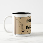 ミシガン公証人パブリック・スクロール・フェザー・クイル ツートーンマグカップ (左)