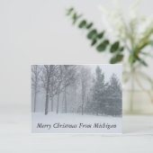 ミシガン冬雪ポストカからのメリークリスマス シーズンポストカード (スタンド正面)