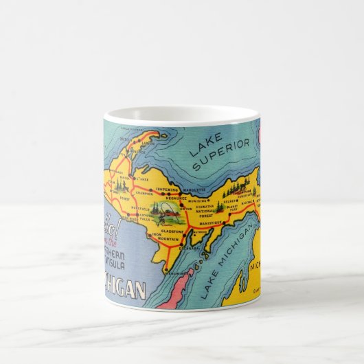 ミシガン半島の地図 コーヒーマグカップ (中央)