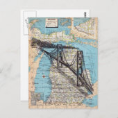 ミシガン地図アート ポストカード (正面/裏面)