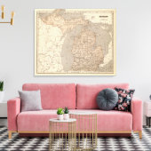 ミシガン地図 キャンバスプリント (インサイチュ (リビング))