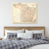 ミシガン地図 キャンバスプリント (インサイチュ (寝室))
