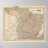 ミシガン地図 ポスター (正面)