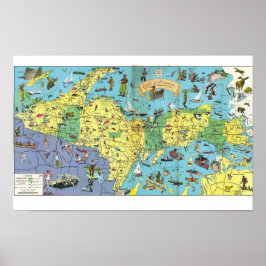 ミシガン地域 1935年 絵地図ポスター ポスター