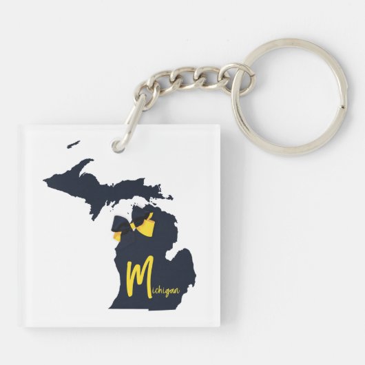 ミシガン大学州マップ(青と黄) キーホルダー (裏面)