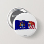 ミシガン州およびデトロイト旗 缶バッジ (正面&裏面)