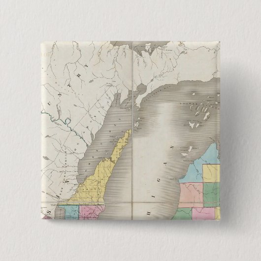 ミシガン州とウィスコンシン州の一部地図 缶バッジ (正面)