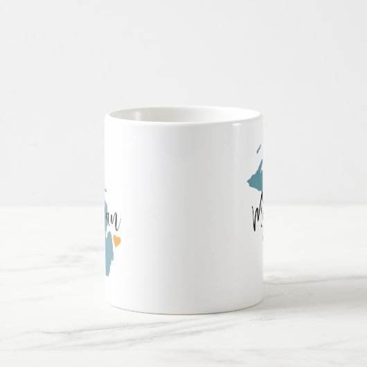 ミシガン州とハート コーヒーマグカップ (中央)