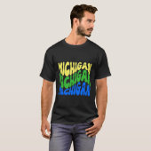ミシガン州のウェーブテキスト愛国デザイン Tシャツ (正面フル)