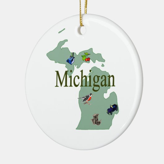 ミシガン州のクリスマスツリーのオーナメント セラミックオーナメント (左)