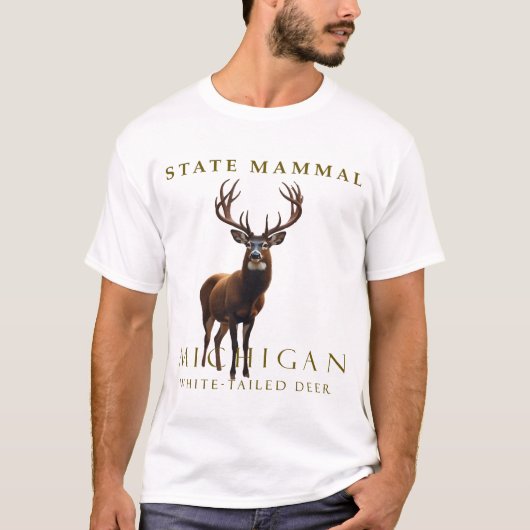 ミシガン州のシカのデザイン Tシャツ (正面)